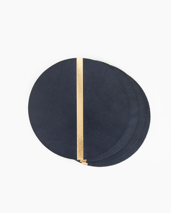 Navy w/ Gold Stripe Coasters - Set of 4