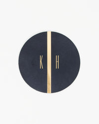 Navy w/ Gold Stripe Coasters with a Gold Foil Monogram