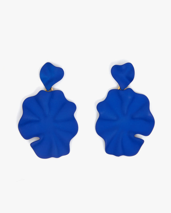 Cobalt Coated Flower Statement Earrings