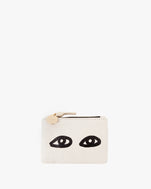 Cream with Eyes Coin Clutch - Front