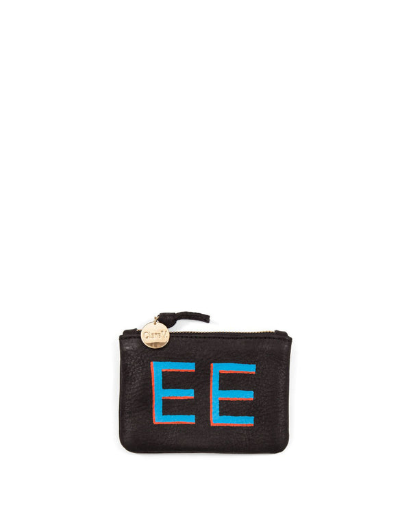 Black Coin Clutch with Hand Painted Monogram