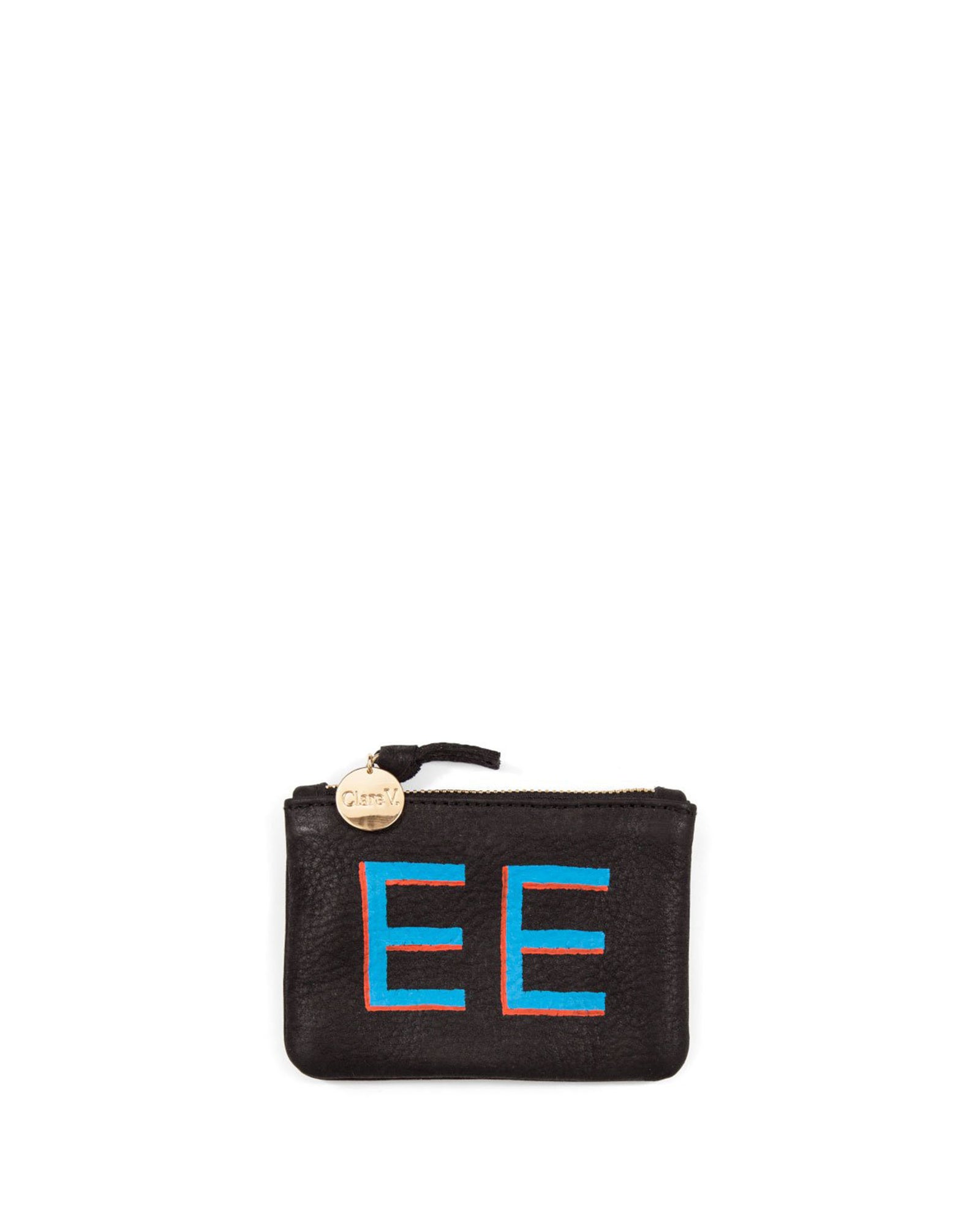 Black Coin Clutch with Hand Painted Monogram