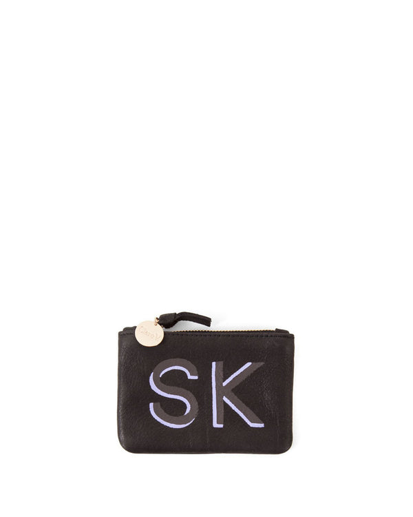 Black Coin Clutch with Hand Painted Monogram