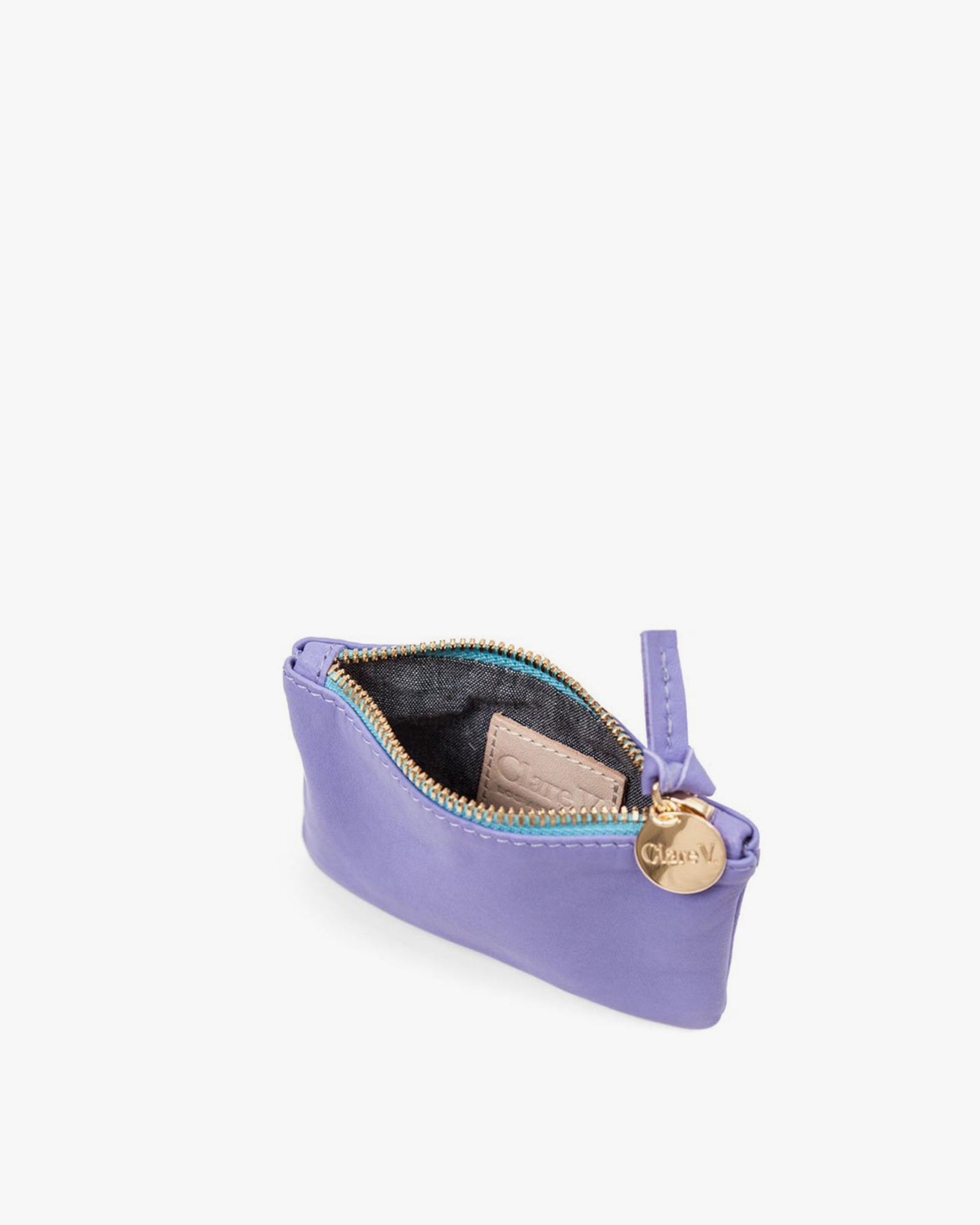 Violet Italian Nappa Coin Clutch - Interior Flat