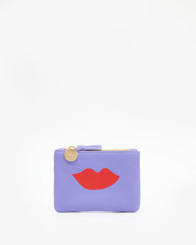 Violet w/ Lips Coin Clutch - Front Flat