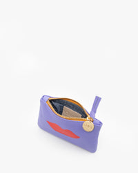 Violet w/ Lips Coin Clutch - Interior