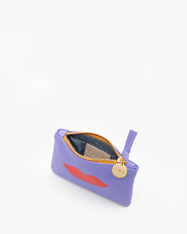 Violet w/ Lips Coin Clutch - Interior