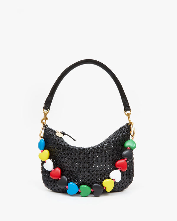 Multi Colorblock Heart Collar on the Black Rattan Petit Moyen
