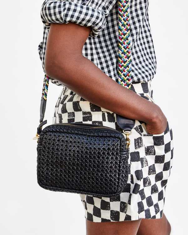 Clare V. Woven Zig-zag Midi Sac in Black