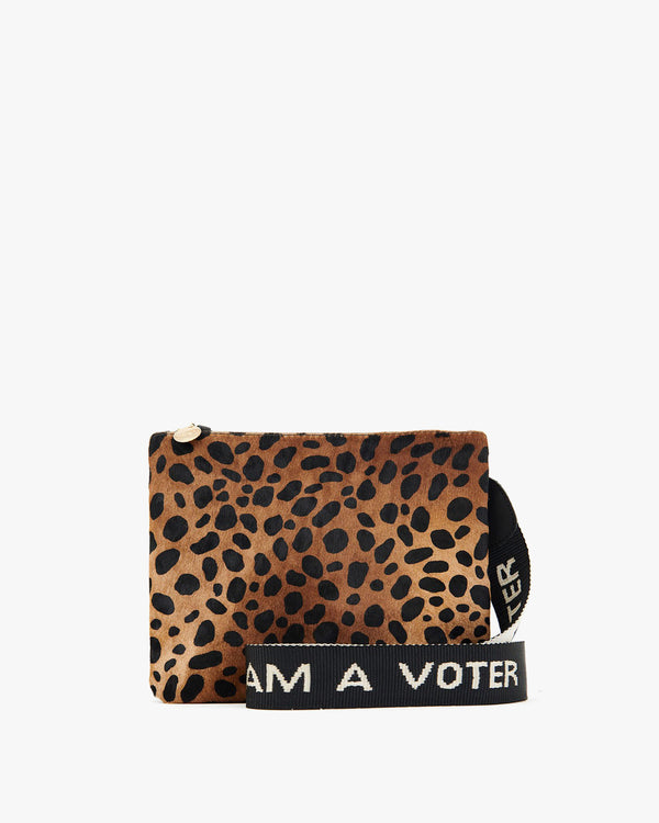 I Am A Voter Crossbody Strap on the Leopard Hair-On Sac Bretelle