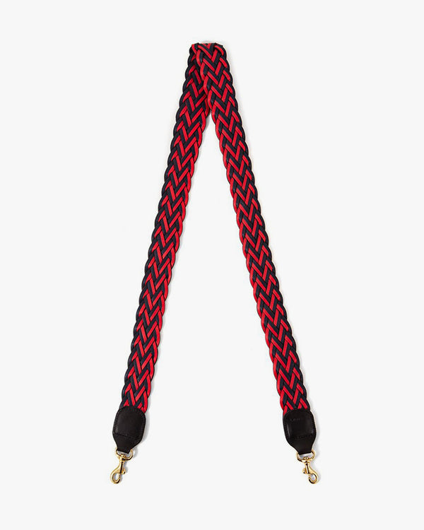 Red and Navy Braided Crossbody Strap - Front