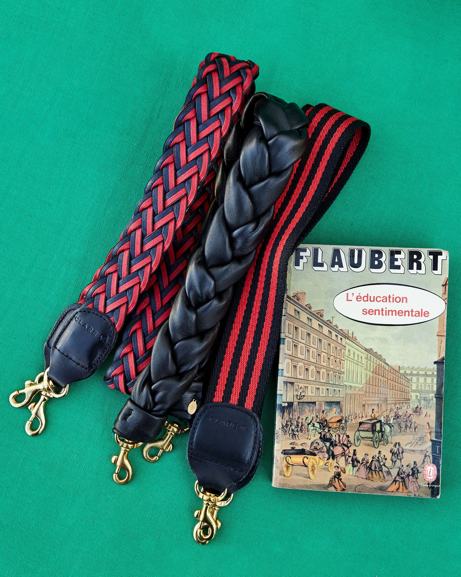 Red and Navy Braided Crossbody Strap with other Clare V. straps