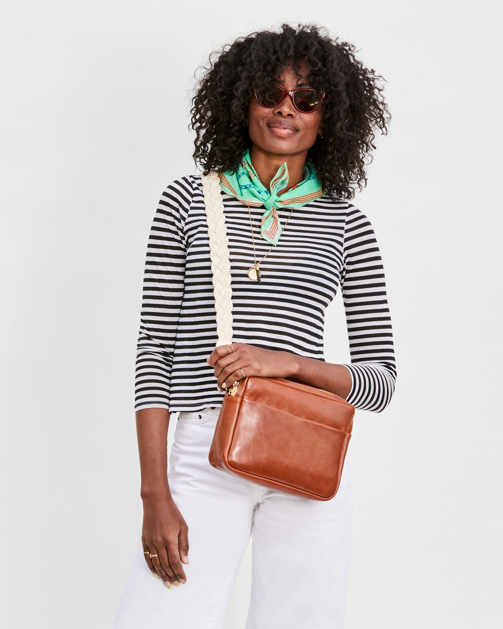 Clare V. Fanny Pack in Natural Rustic W Blk & CRM Stripes