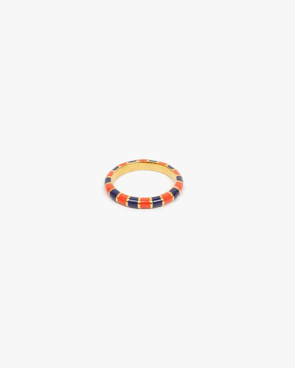Poppy & Navy  Enamel Stripe Stacking Ring