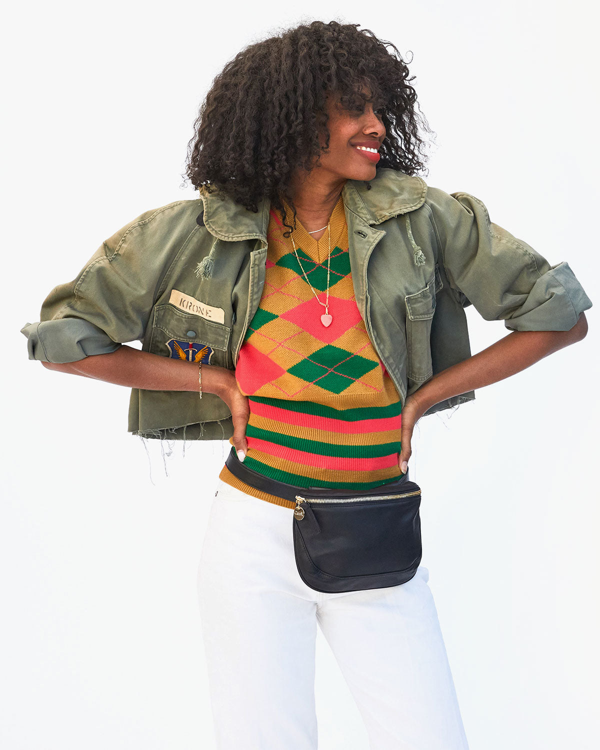 Clare V. Fanny Pack in Black Vlvt Leather