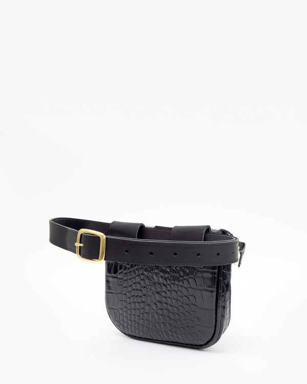 Black Croco Fanny Pack  - Back