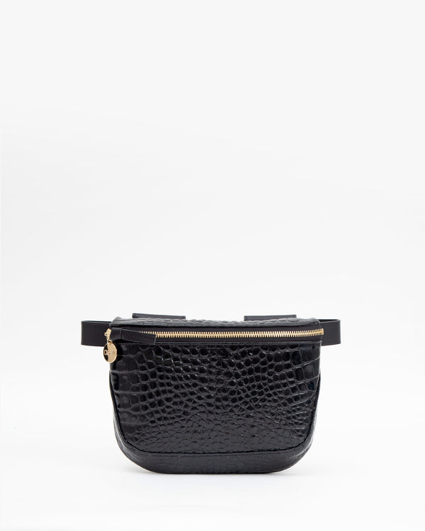 Black Croco Fanny Pack - Front