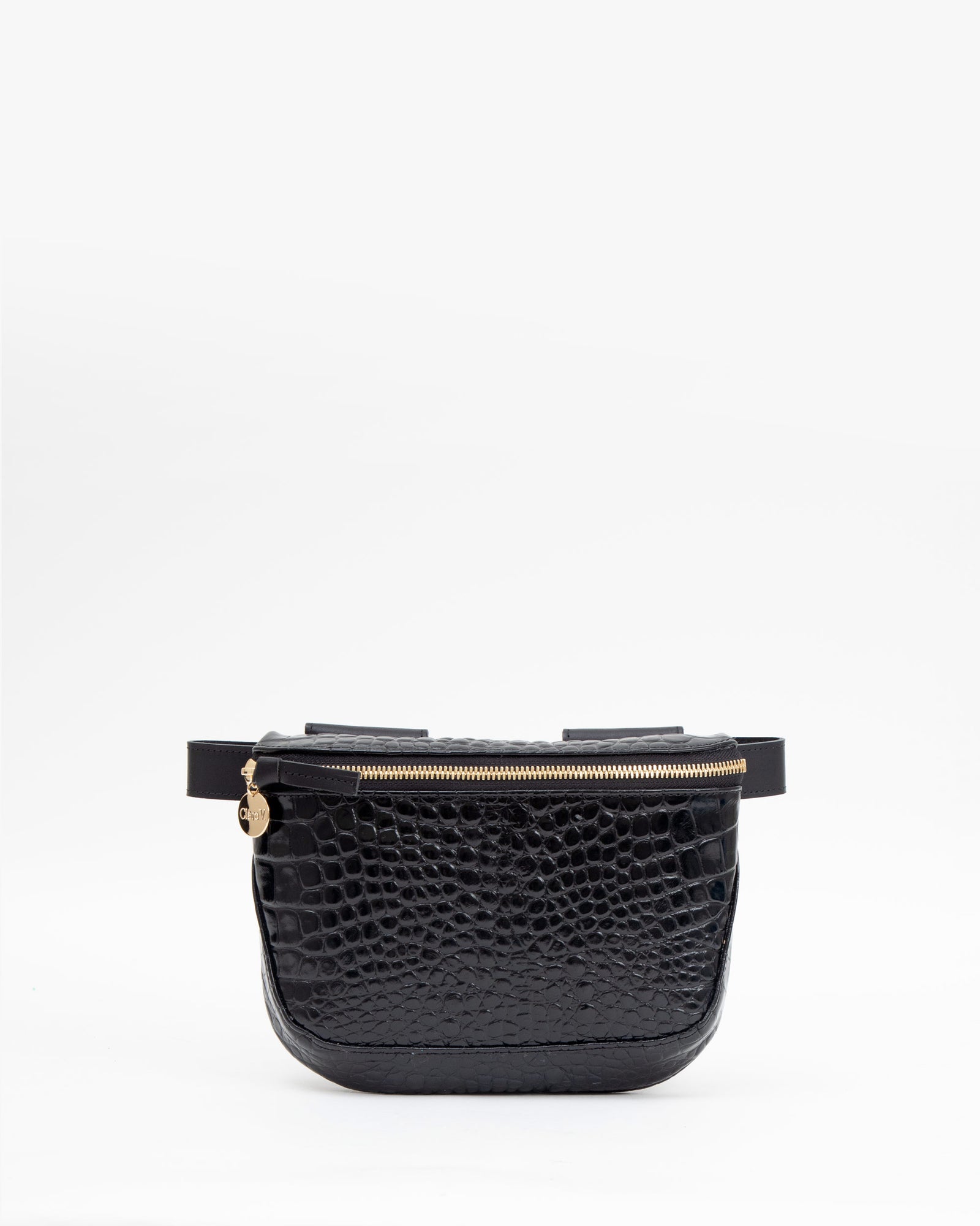 Black Croco Fanny Pack - Front