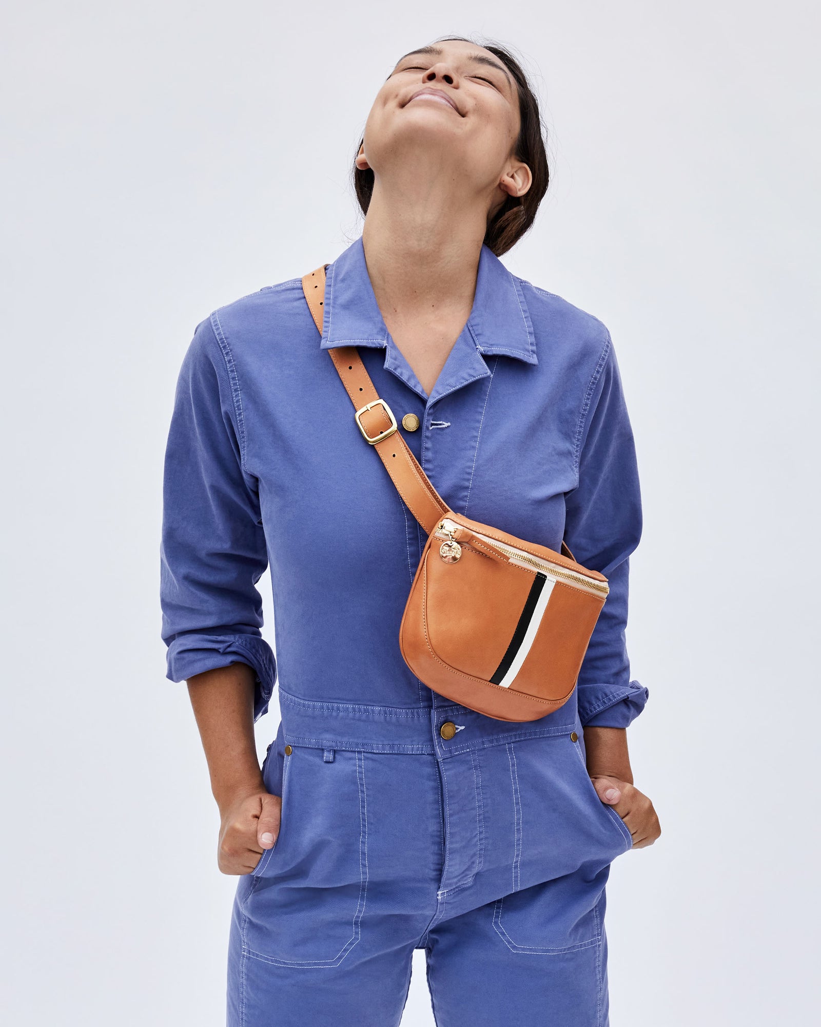 Clare V. Fanny Pack in Natural Rustic W Blk & CRM Stripes