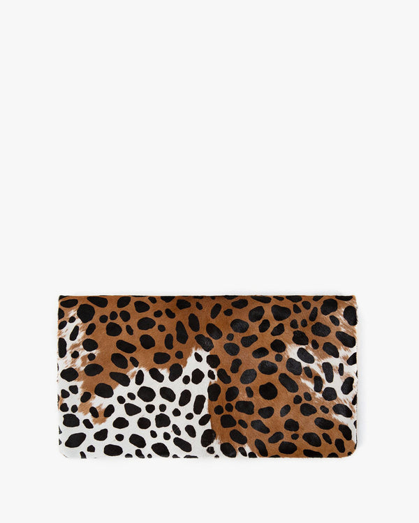 Foldover Clutch in Leopard Hair - Back