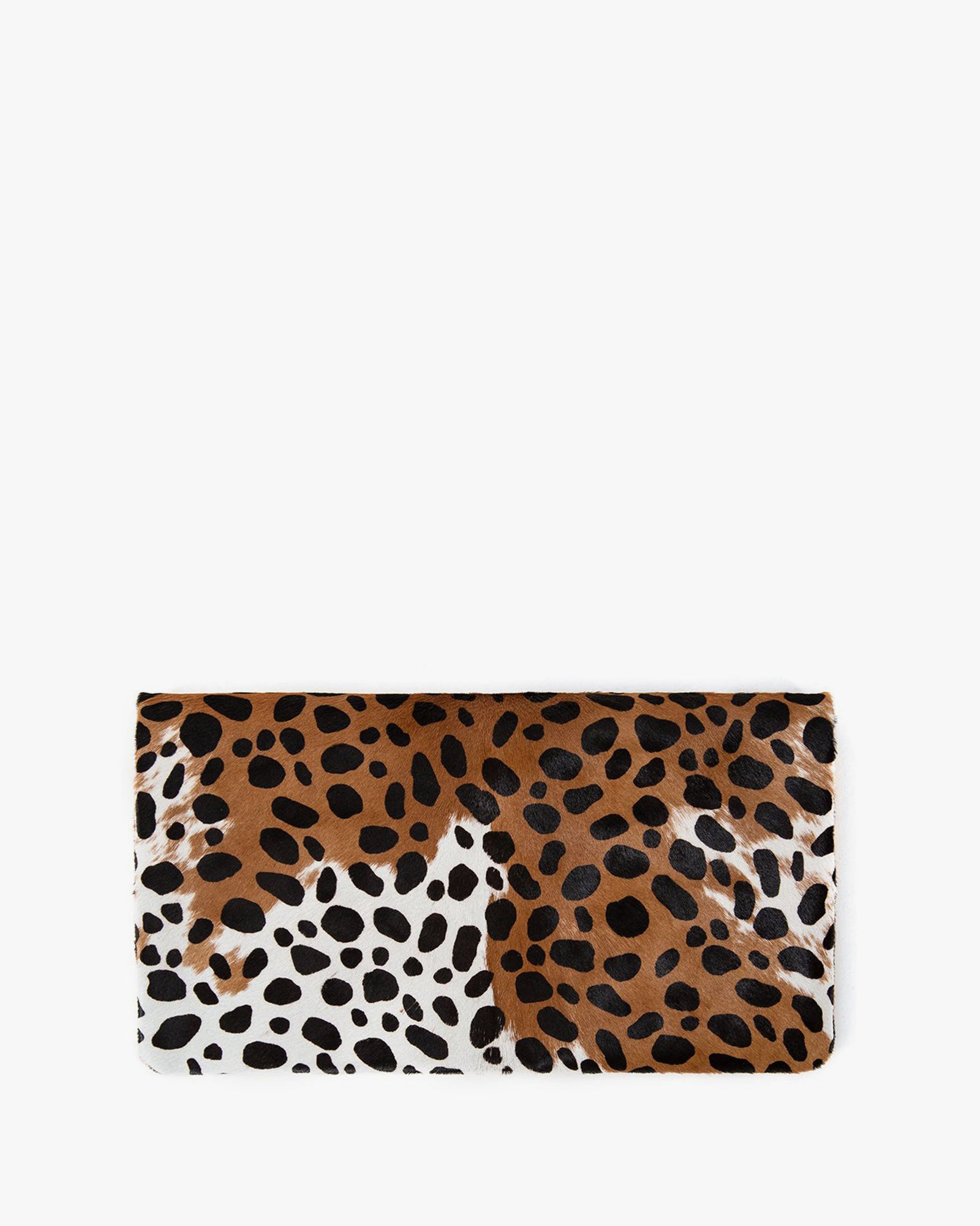 CLARE V. Midi Sac Animal Leopard Print Leather Shoulder Bag Cat Suede