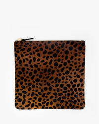 Foldover Clutch in Leopard Hair not Folded, Laying Flat