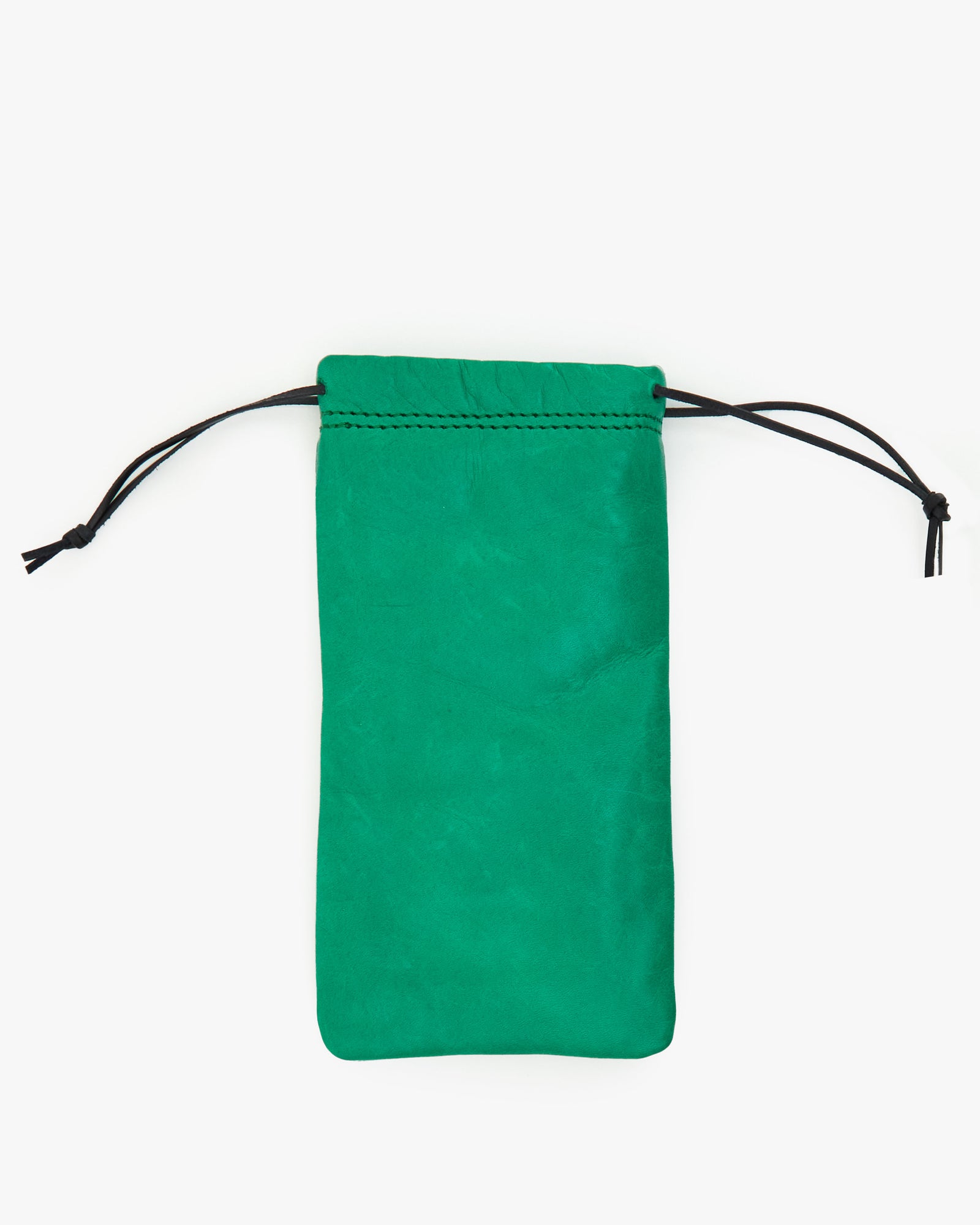 back image of the green with cream eyes glasses pouch