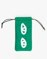 green with cream eyes glasses pouch