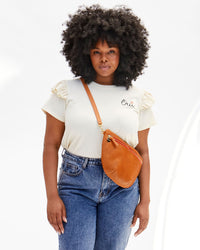 Candace is wearing the Long Grande Fanny Belt with her Cuoio Perf Grande Fanny