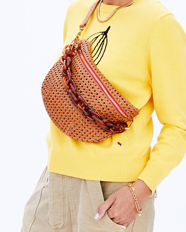 Clare V: Midi Sac: Natural & Cream Woven Checker — ALCHEMY MARIN