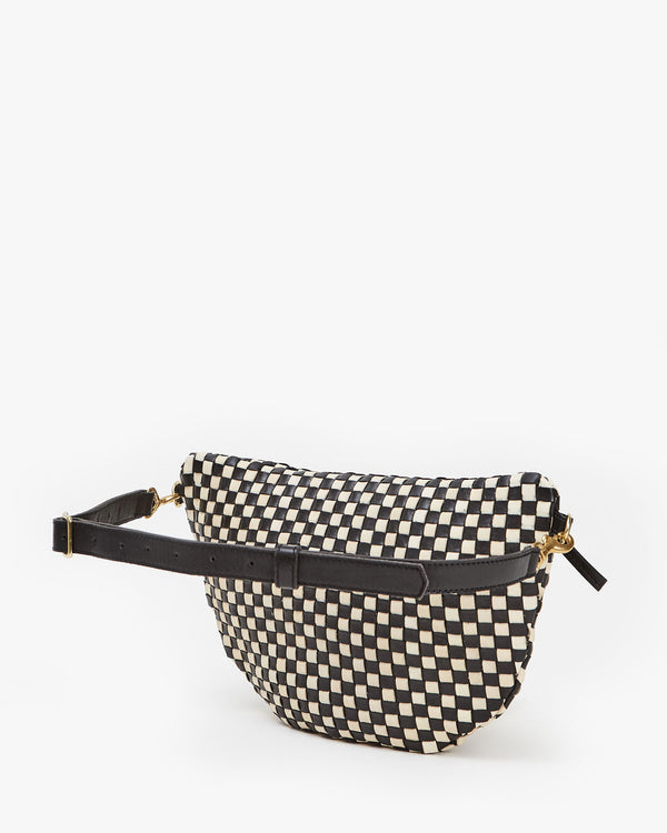 Black and Cream Woven Checker Grande Fanny - Back