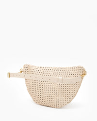 Clare V. Woven Checker Grande Fanny in Cream