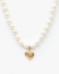  Freshwater Pearl Necklace with the Heart Locket Charm
