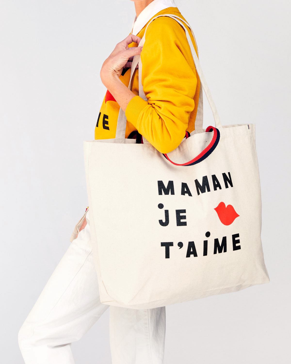 Danica with the Natural Maman Je T'aime Jumbo Tote  on her Shoulder