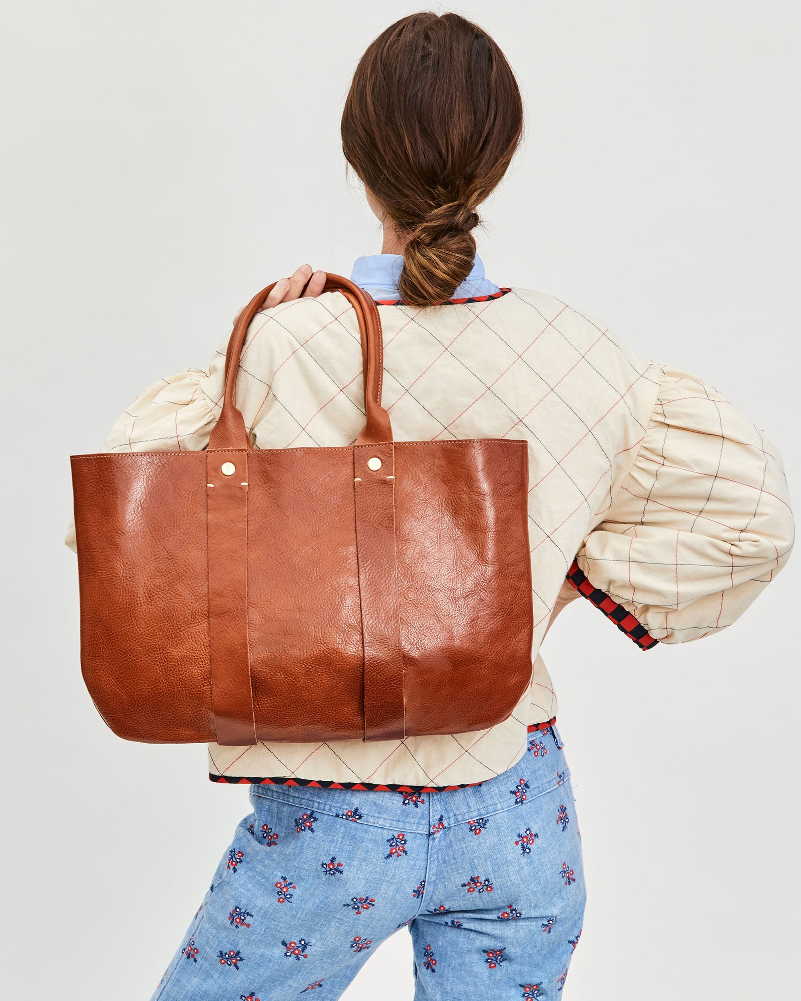 Clare V. Simple Perforated Leather Tote