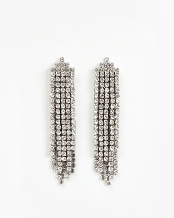 Clear Layered Stone Statement Earrings