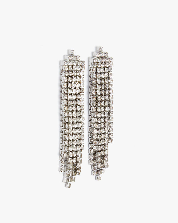 Side View of the Clear Layered Stone Statement Earrings