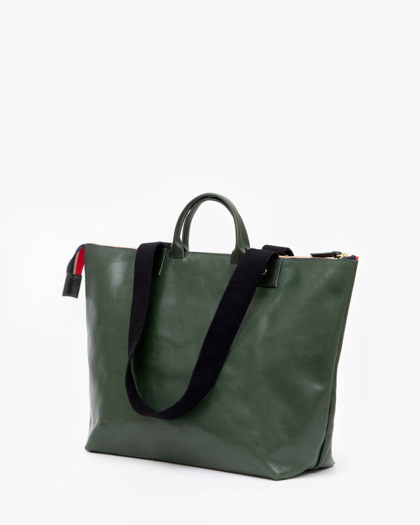 Clare V. - Simple Tote in Black Rustic w/ Pale Pink, Parrot Green