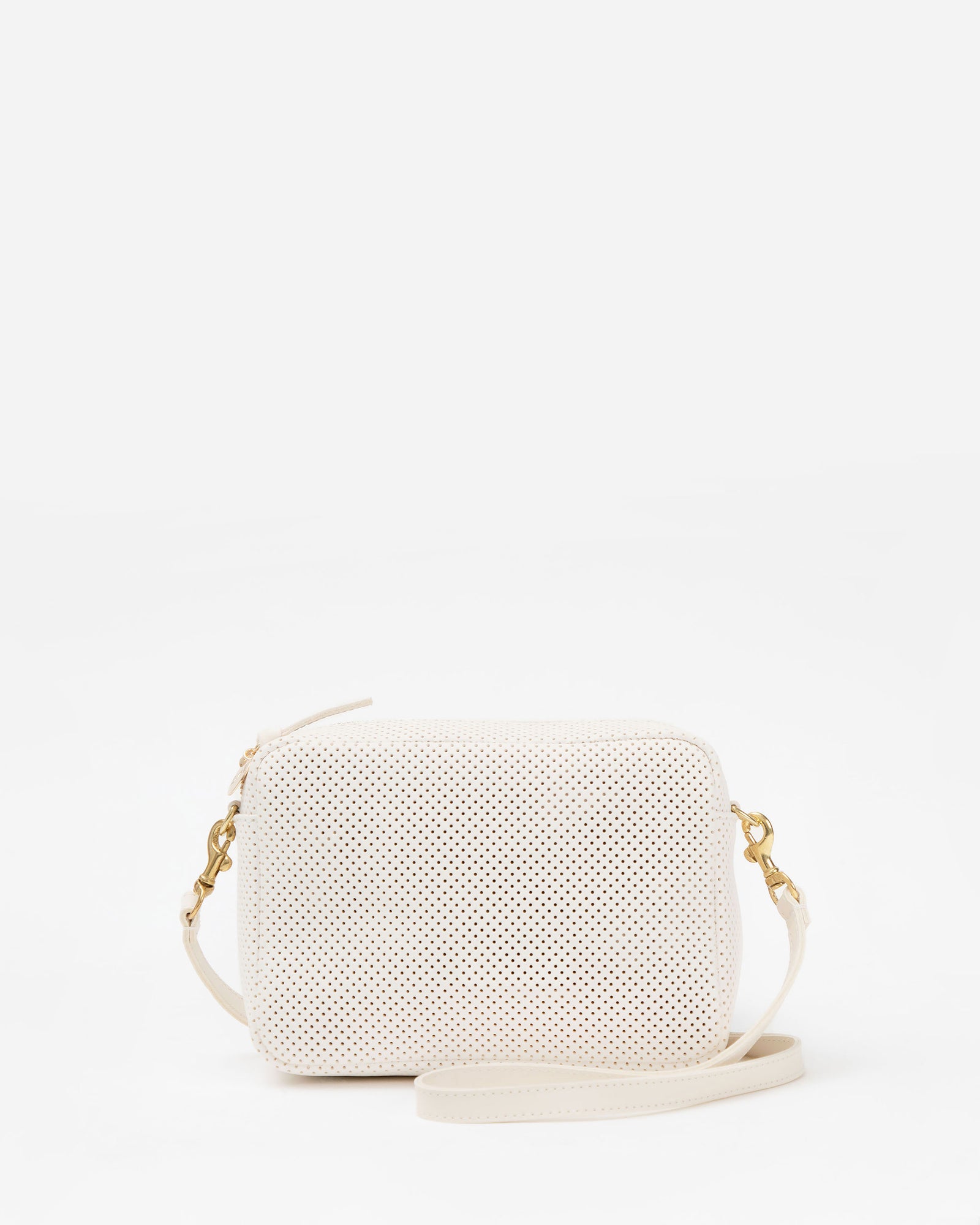 Clare V. Midi Sac Check Leather Shoulder Bag - White