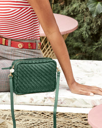 Evergreen Woven Zig Zag Close Up Next to Bree