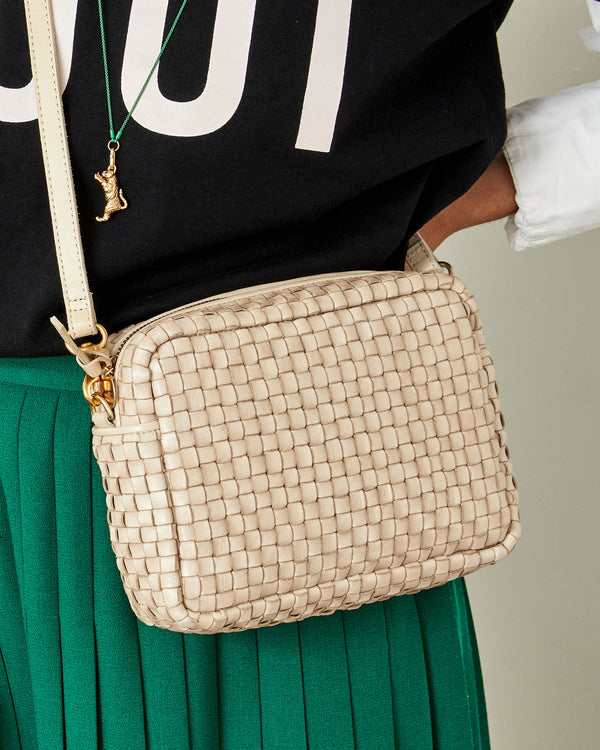 Clare V. Mint Woven Leather Crossbody Bag