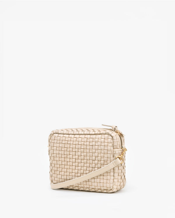 Cream Woven Checker Midi Sac - Back Flat