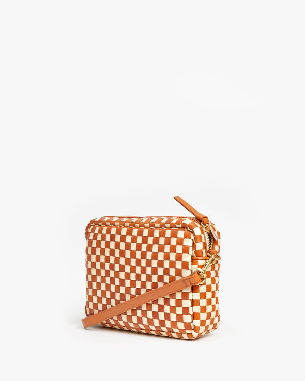 back image of the Natural & Cream Woven Checker Midi Sac