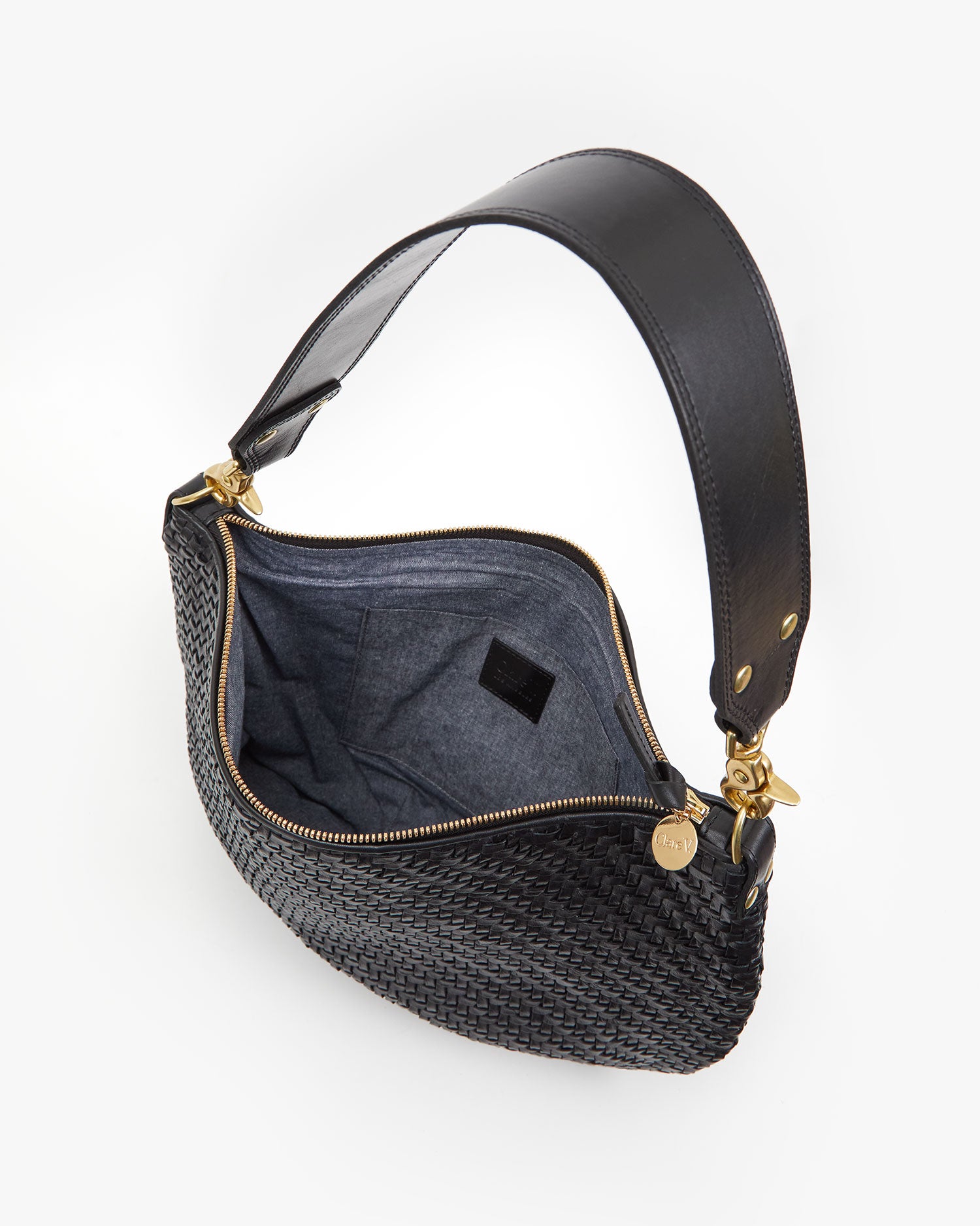 Black Leather Moyen Messenger Bag – Clare V.