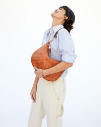 Clare V. Petit Moyen Messenger Bag in Natural Woven Checker