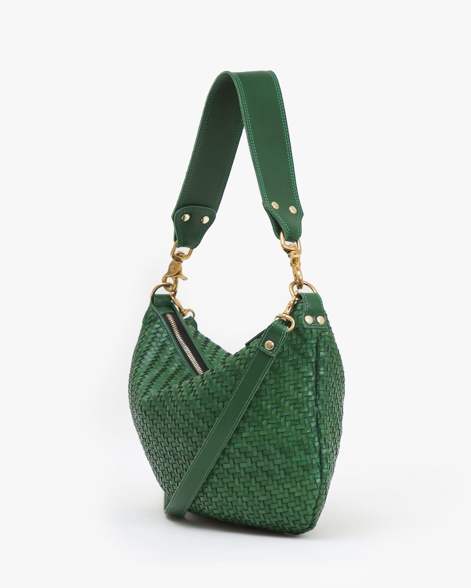 Clare V. - Midi Sac in Evergreen Woven Zig-Zag