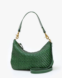 Clare V - Petit Moyen Messenger in Evergreen Woven Zig Zag