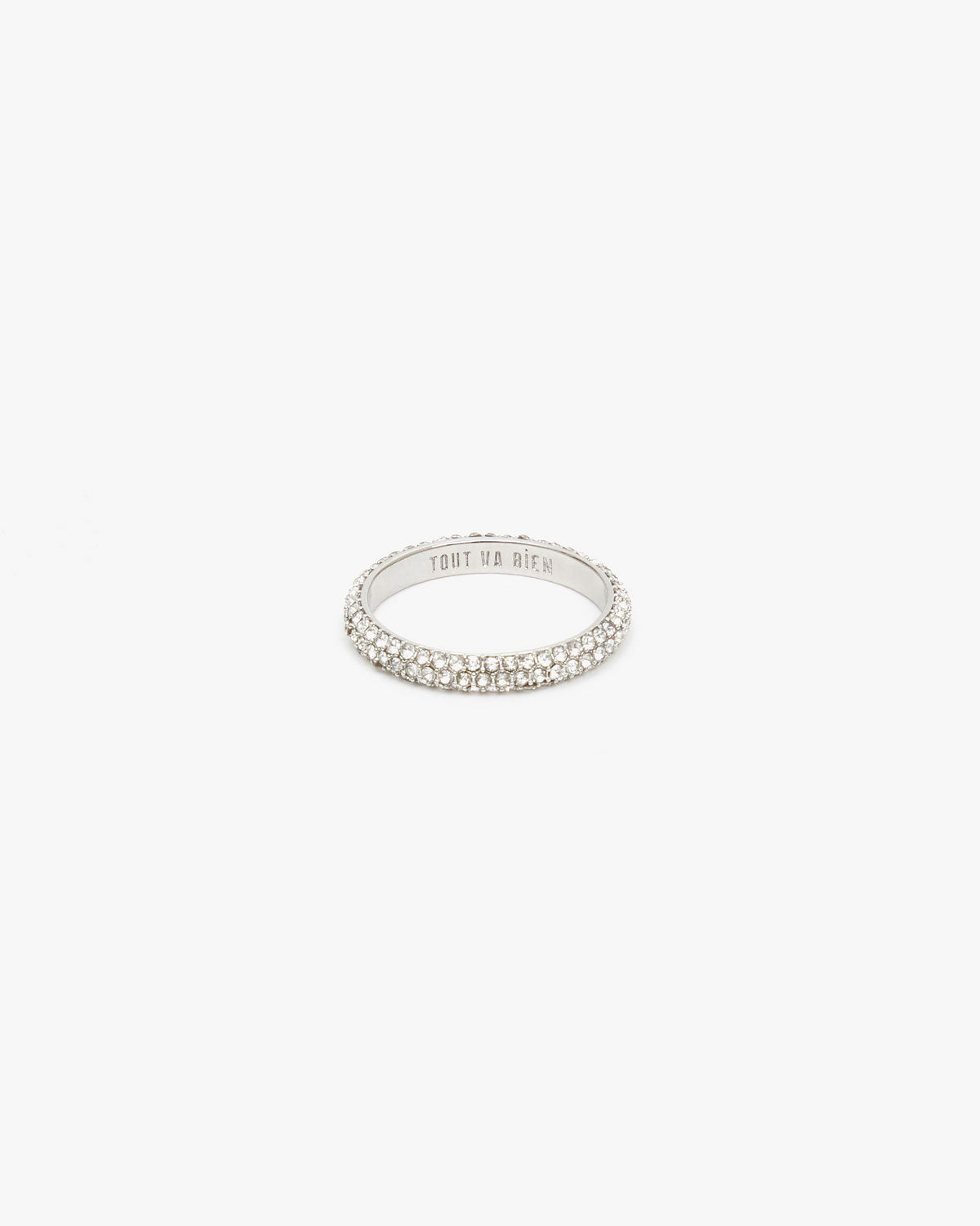 Clear and Rhodium Pavé Stacking Ring