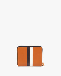 Cuoio with Black and Cream Stripe Petit Zip Wallet