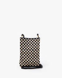 Clare V. Poche Black & Cream Woven Checker